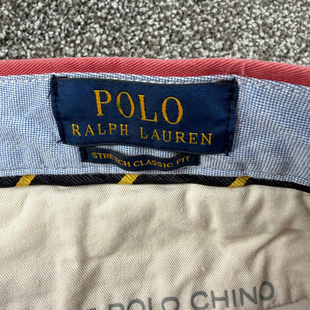 Polo Ralph Lauren Chino Shorts 33x5.5 Coral Pink Stretch Classic Fit Pony Logo - Picture 4 of 6